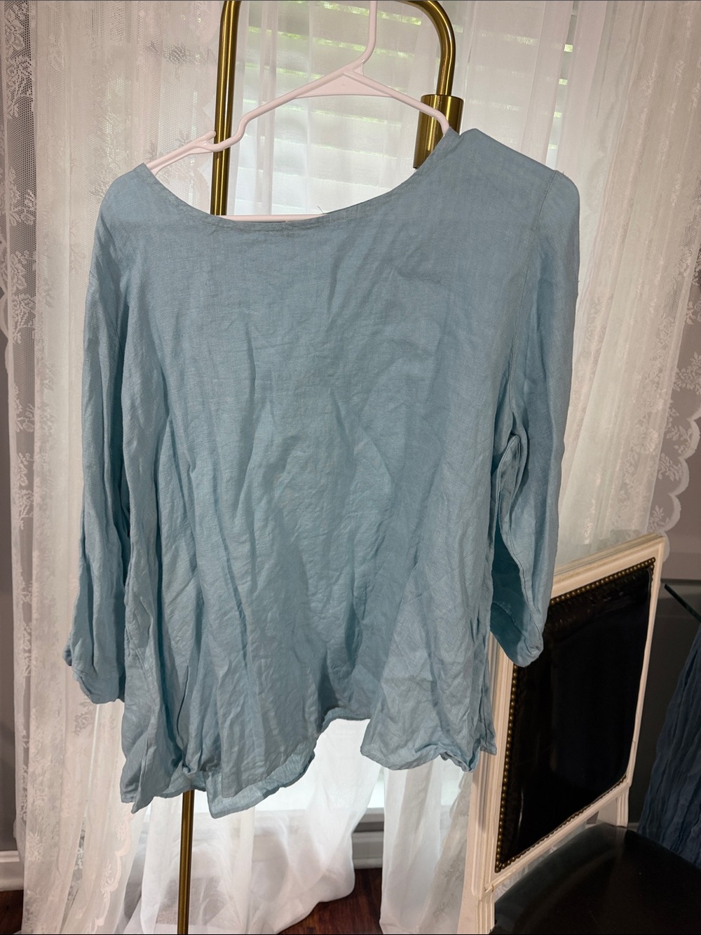 Valentina Pale Blue Boatneck Linen Tunic